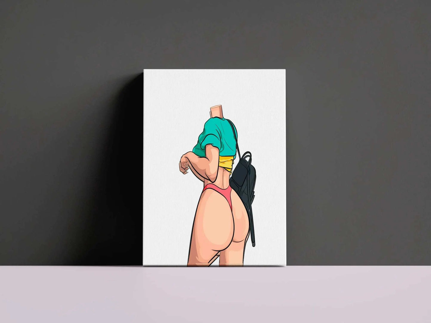 Digital artwork of Lingerie Model 77 featuring a dynamic pose on a minimal background, showcasing Baked Art style.