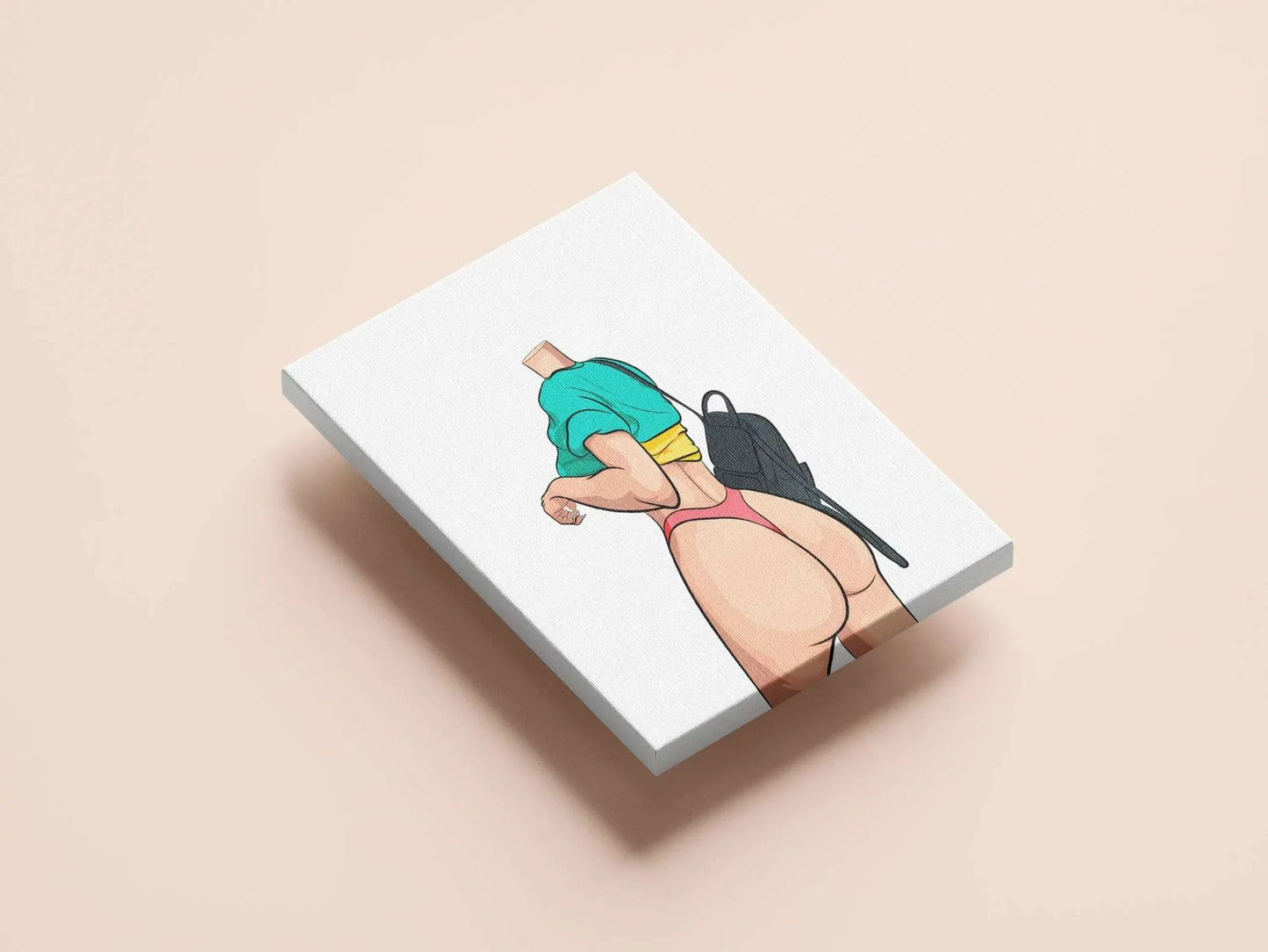 Vibrant digital art titled "Lingerie Model 77 - Baked Art" depicting a dynamic pose, available as a high-quality PNG and customizable Adobe Illustrator file.