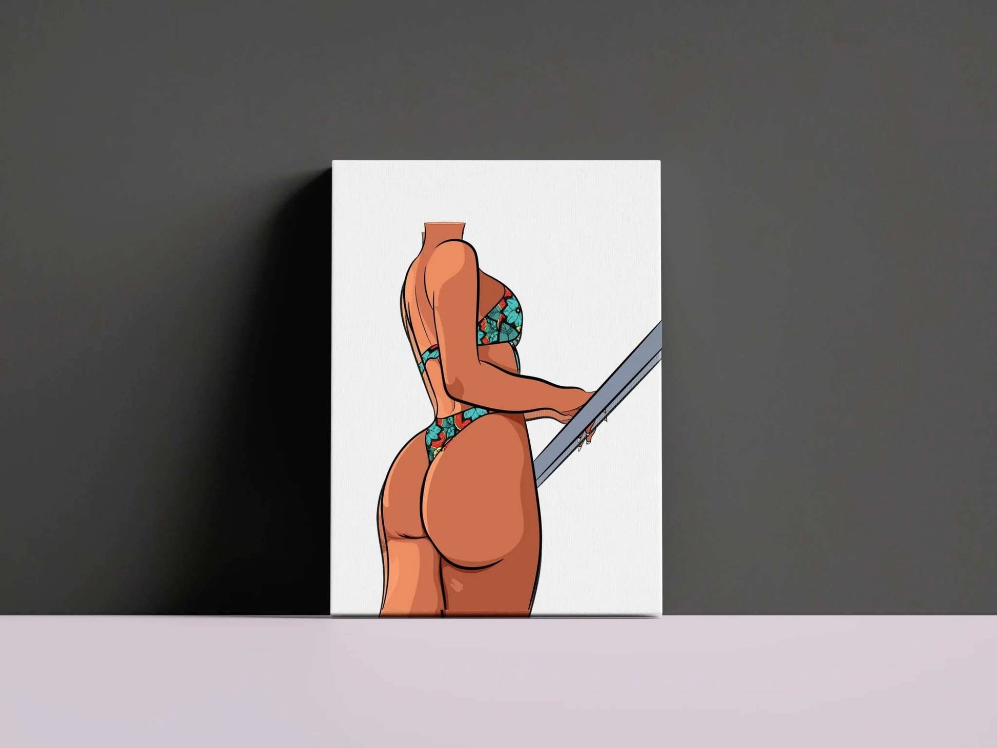 Model 7 - Baked Art vibrant bikini digital illustration on canvas.