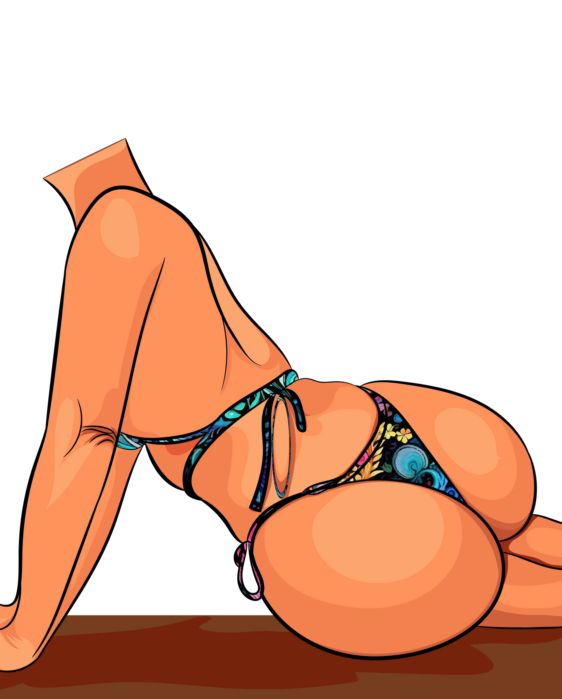 Digital artwork "Model 8" featuring a figure in a colorful bikini, showcasing detailed anatomy and confident pose.
