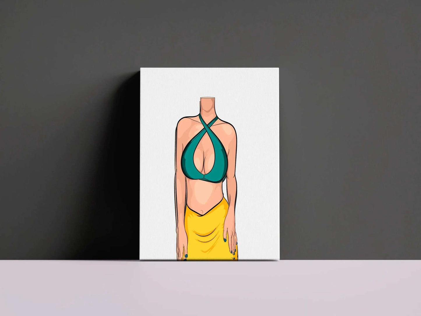 Vibrant digital art piece featuring a minimalist lingerie model with bold colors, titled "Baked Art - Model 81".