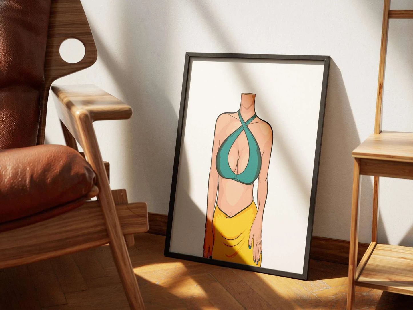 Digital art piece "Lingerie Model 81" in a frame, showcasing vibrant colors with a minimalist design.