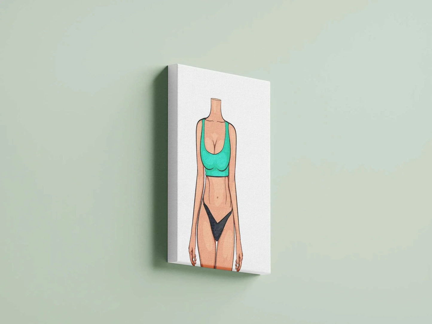 Digital artwork of a minimalist lingerie model with vibrant colors and clean lines, "Baked Art - Model 82."