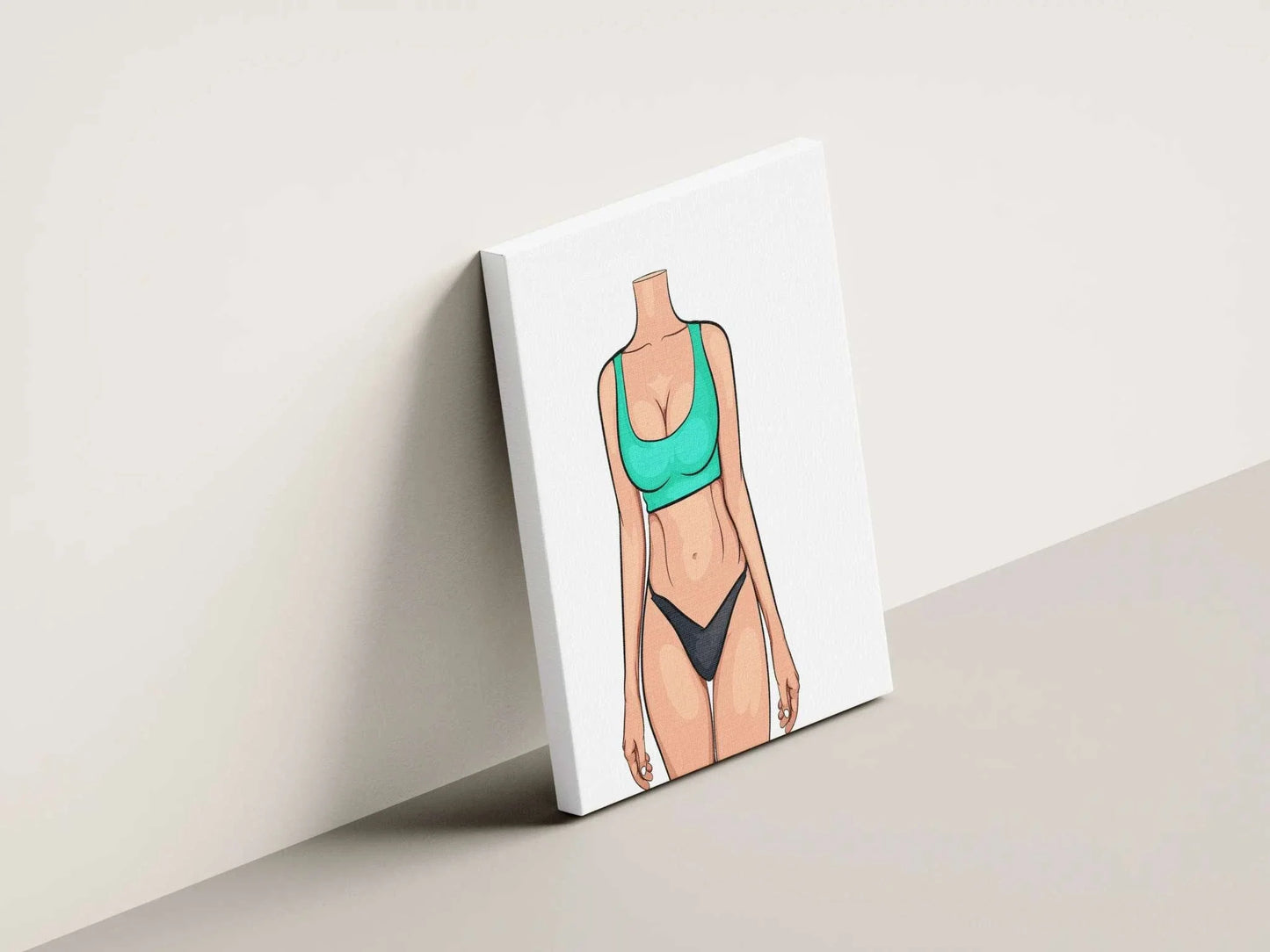 Digital artwork titled "Lingerie Model 82," featuring a sleek silhouette with vibrant colors and clean lines, available as a high-resolution PNG and customizable Adobe Illustrator file.