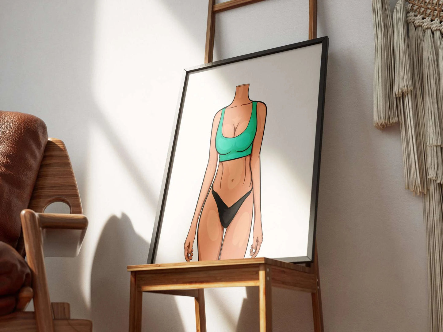 Digital artwork of a sleek silhouette in vibrant colors, titled "Lingerie Model 82 - Digitalized Arts Baked Art," ideal for creative projects.