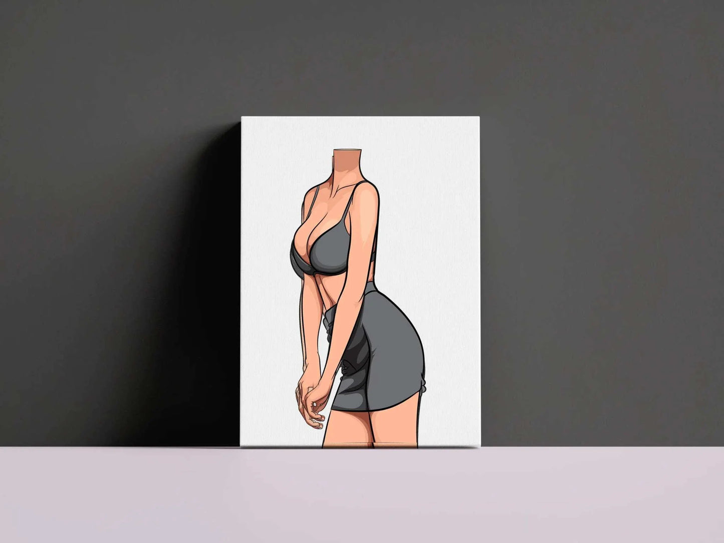 Digital artwork of a figure in form-fitting lingerie, showcasing sleek design and realism.