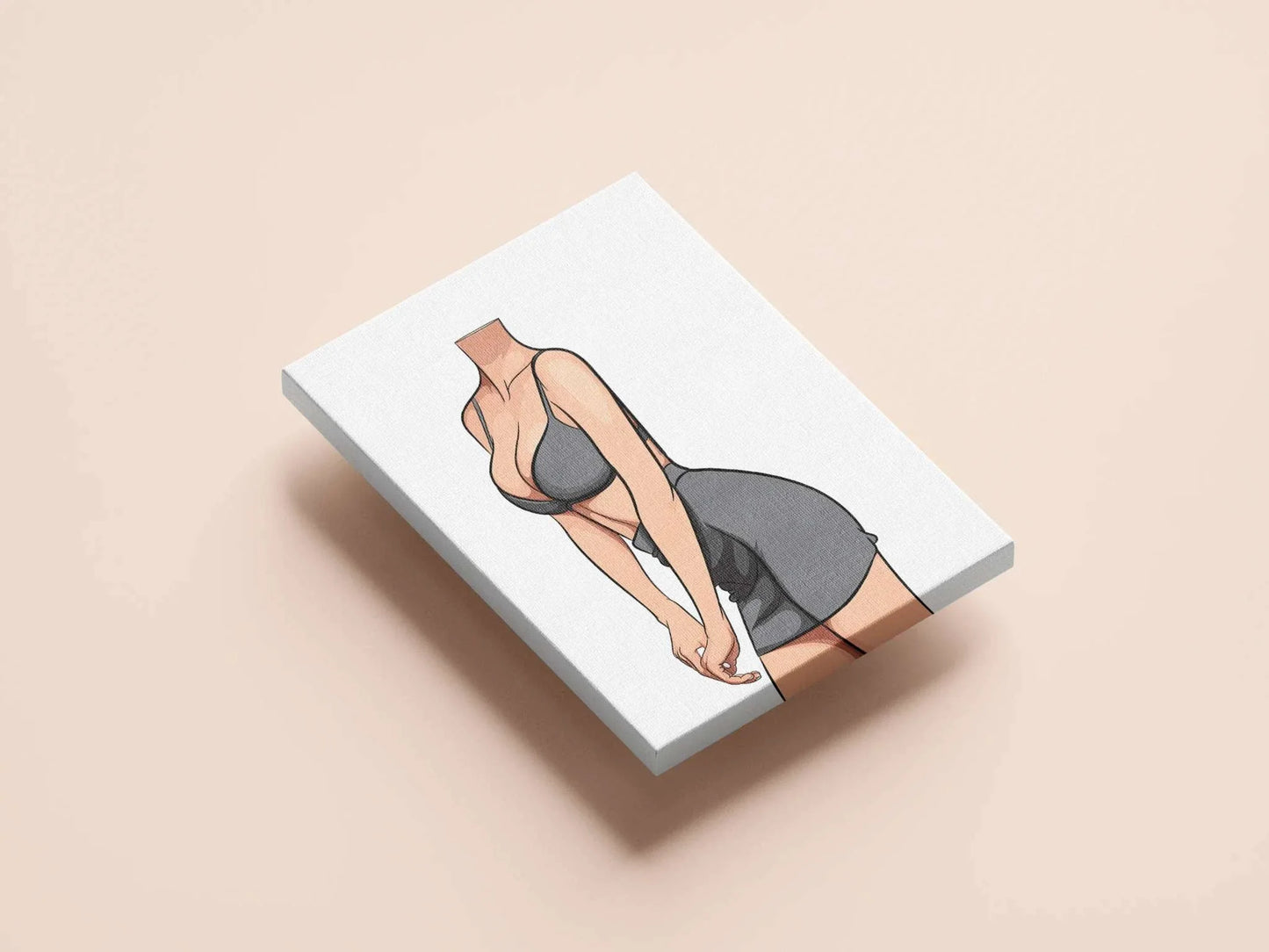 Digital artwork of a stylish figure in a bralette and mini skirt, highlighting curves and fabric texture. Baked Art - Model 83.