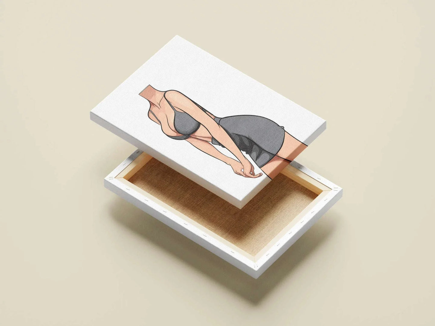 Digital artwork of a stylish figure in bralette and mini skirt, highlighting curves and fabric texture; Baked Art - Model 83.