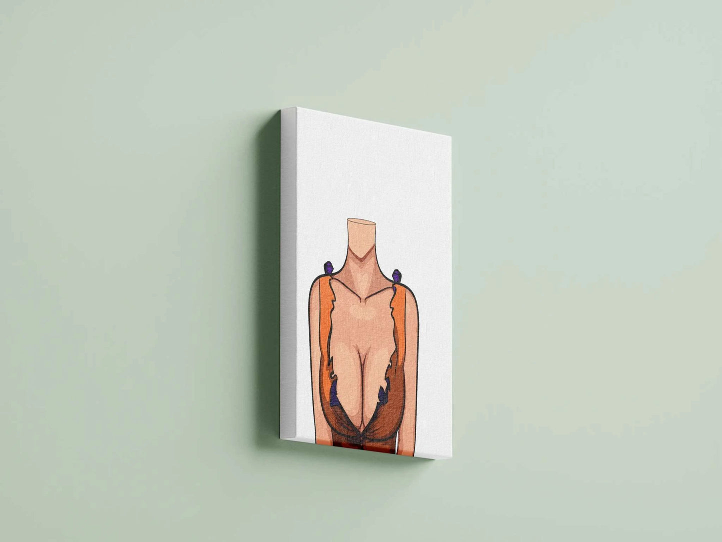 Baked Art Model 85 digital artwork on canvas with ruffled orange and brown top featuring purple accents.