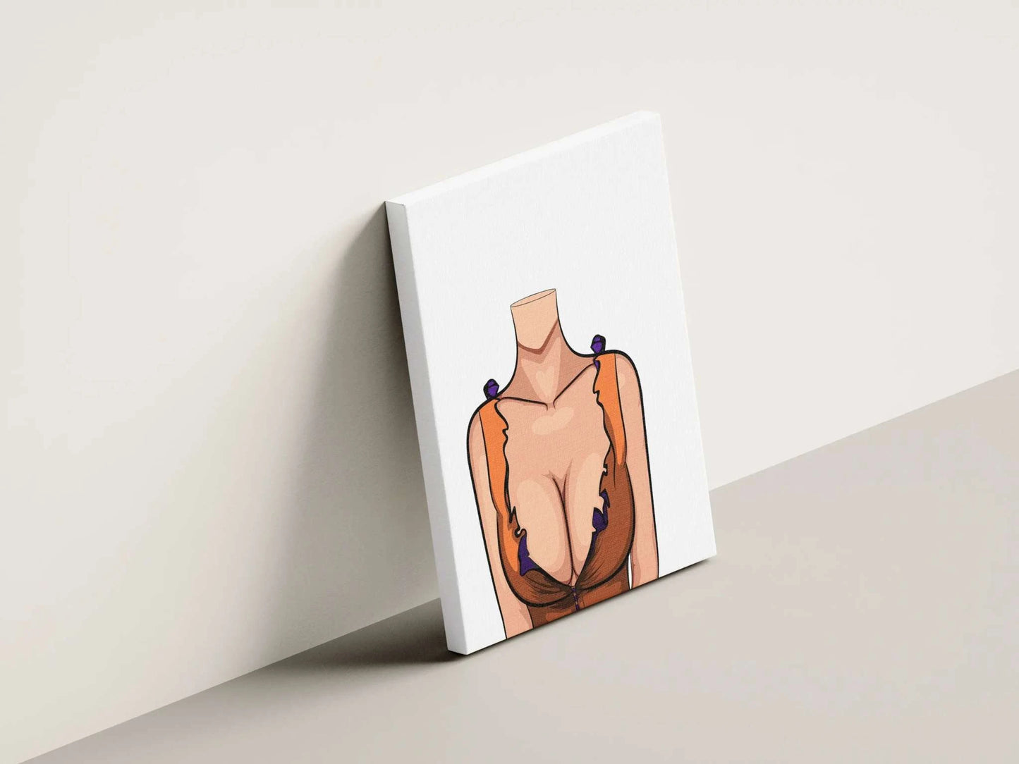 Baked Art Model 85 digital artwork featuring a stylized figure in orange and brown ruffled lingerie with purple accents, emphasizing curves.