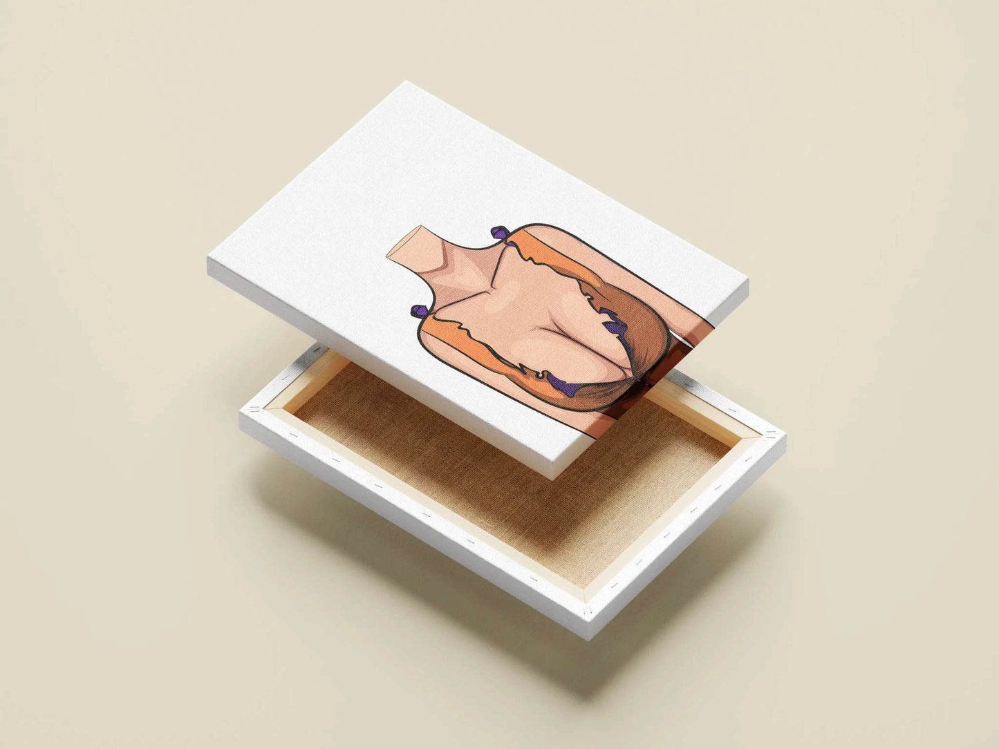 Baked Art Model 85 digital download artwork depicting figure in orange, brown, and purple ruffled top on canvas.