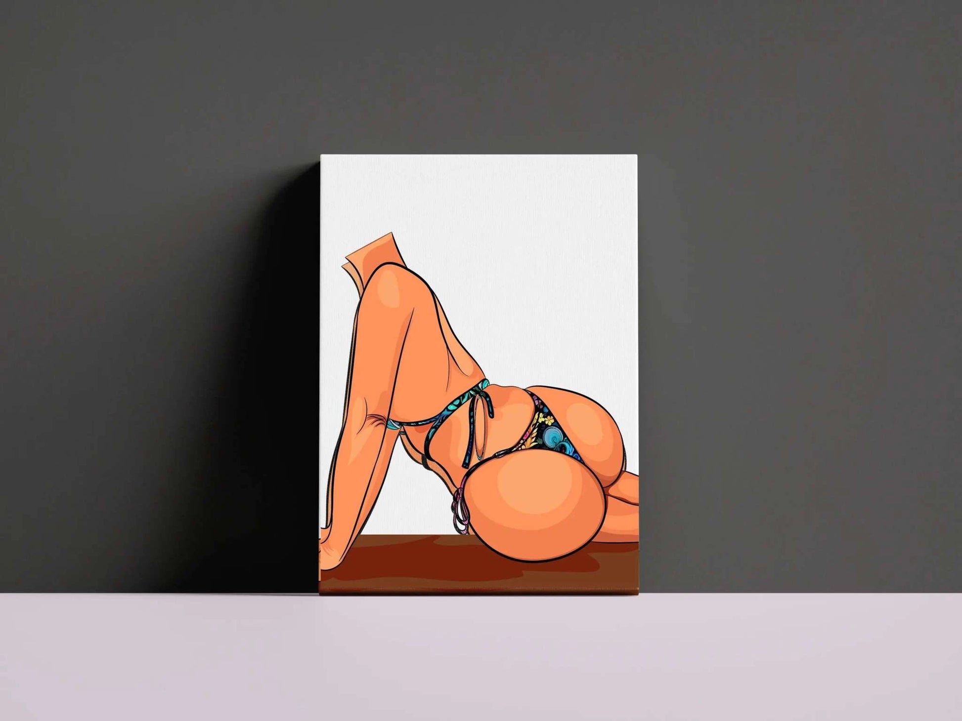 Bikini Model 8 digital art print on display, showcasing lifelike anatomy and stylish design.