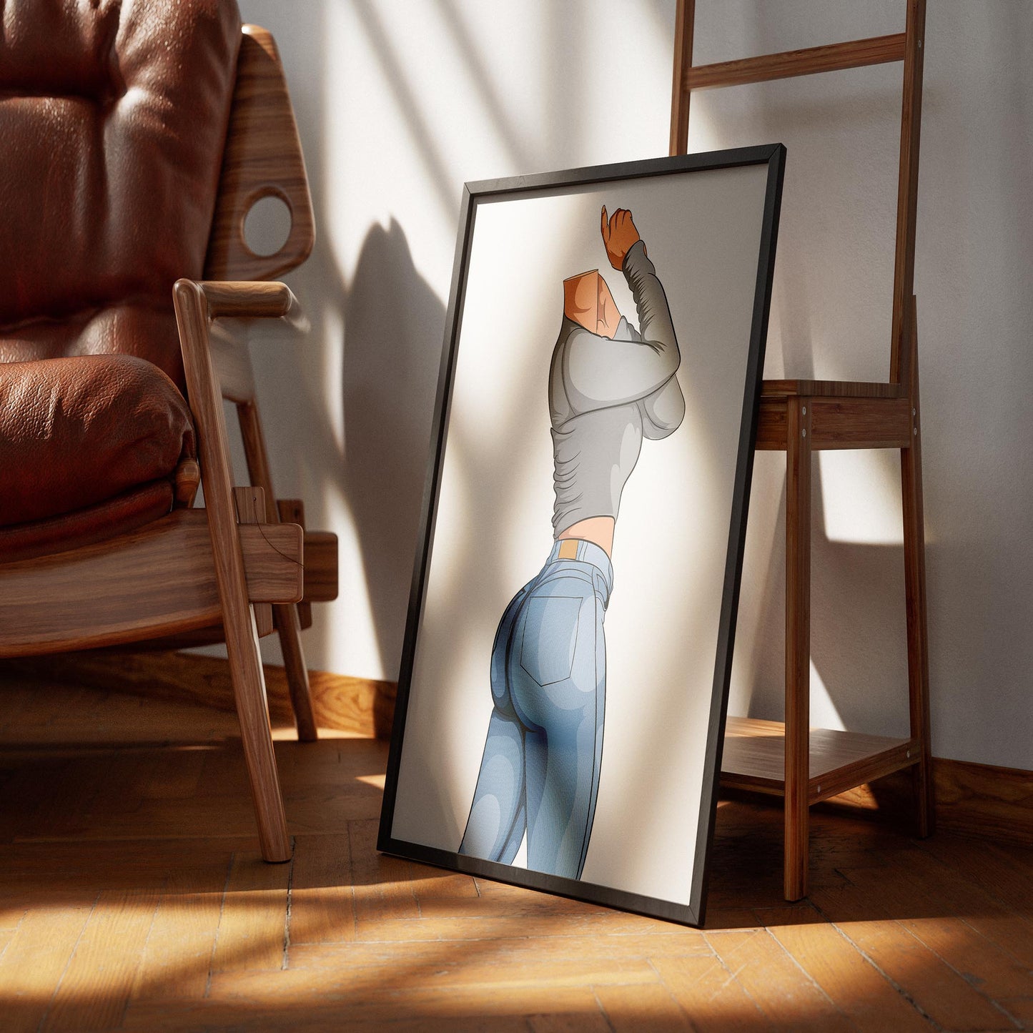 Illustration of Jeans Denim Model 24, showcasing detailed texturing and dynamic pose in sleek denim fashion art.