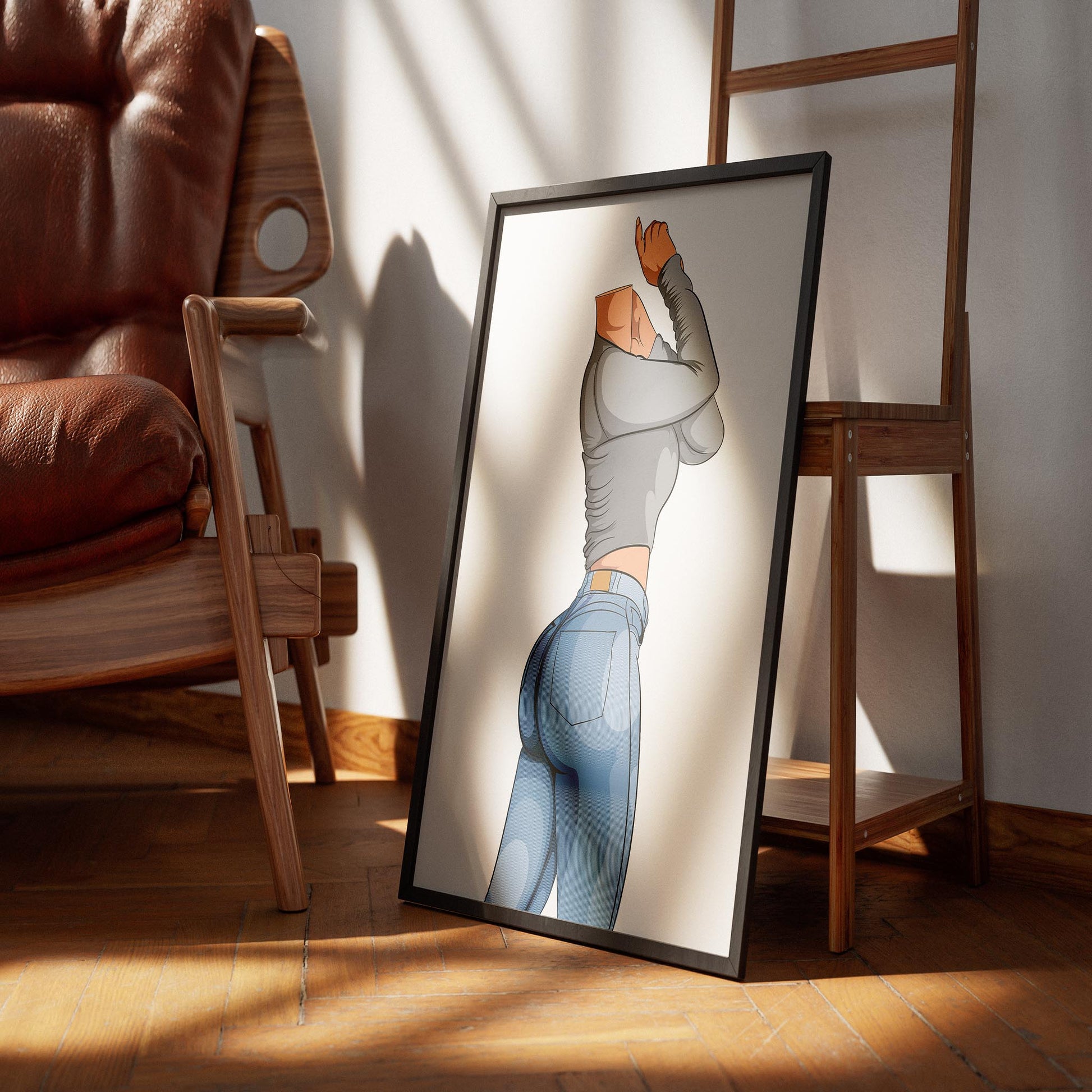 Illustration of Jeans Denim Model 24, showcasing detailed texturing and dynamic pose in sleek denim fashion art.