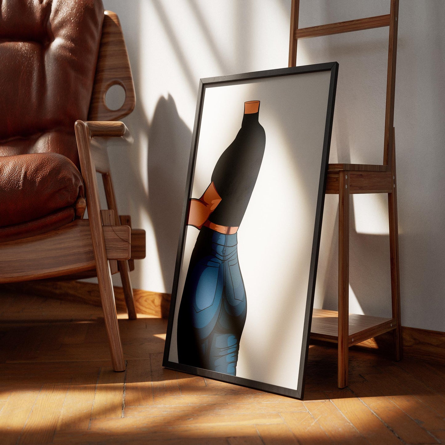 High-resolution art print featuring Jeans Denim - Baked Model Art 2 with pop art digital design in a stylish frame.