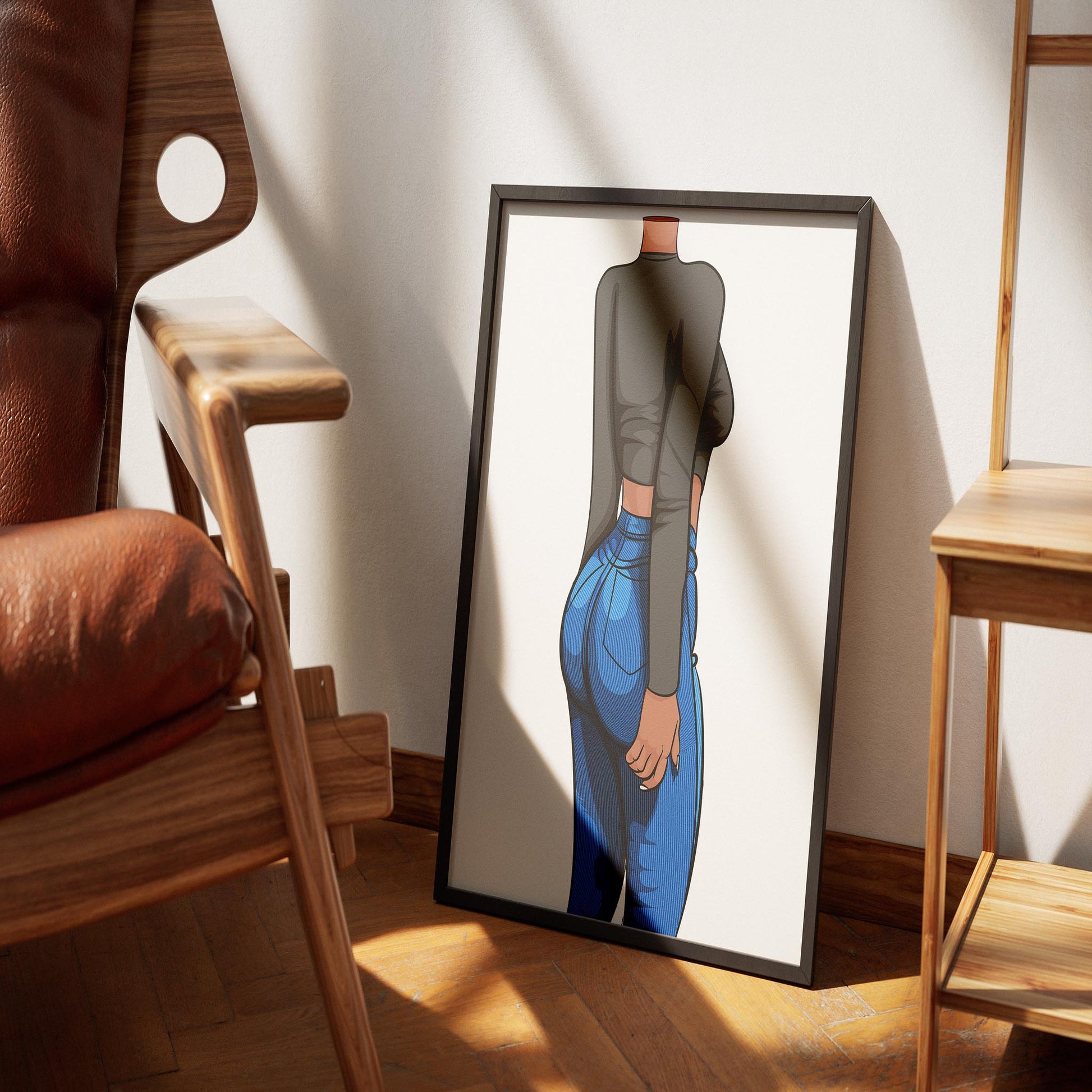 Digital illustration of 'Jeans Denim Model 33' by Baked Art, featuring chic style and detailed denim textures.
