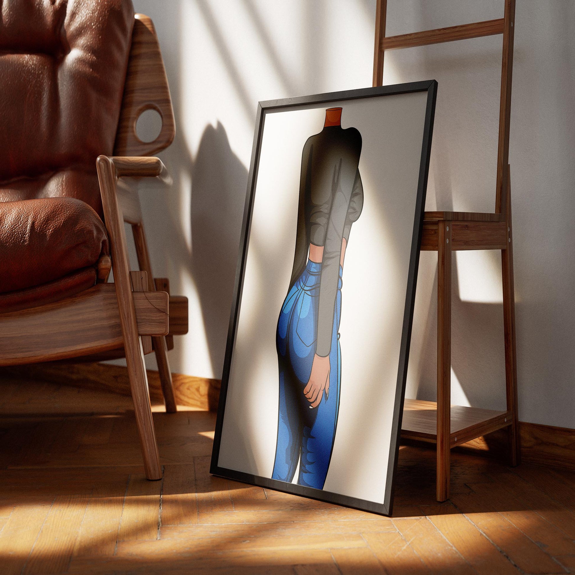 Digital illustration of Baked Art - Jeans Denim Model 33 in frame, showcasing chic style and detailed textures.