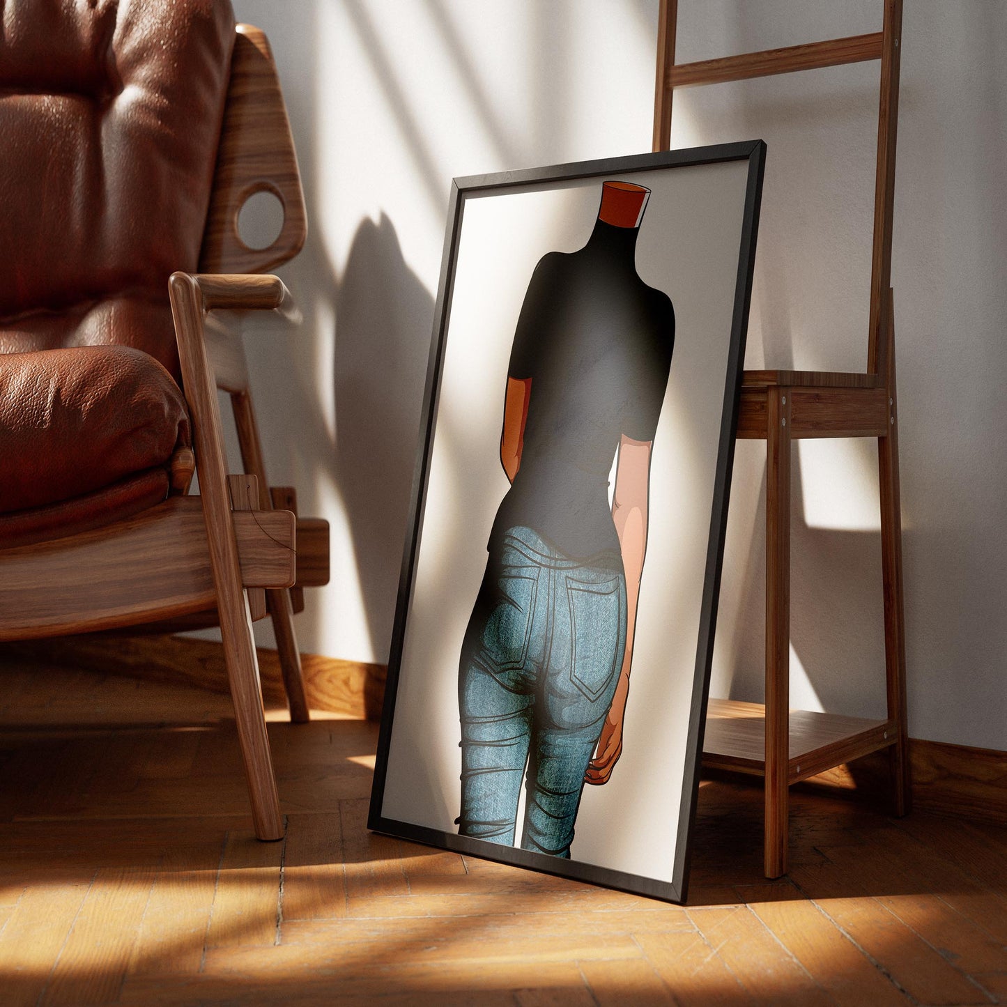 Digital art illustration of Jeans Denim Model 45 by Baked Art, showcasing realistic denim texture and style in a framed setting.