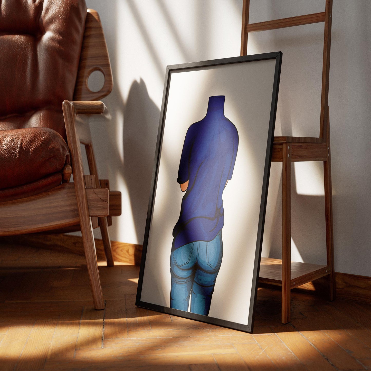 Digital art print depicting the Baked Art - Jeans Denim Model 55, showcasing blue jeans with detailed shading.
