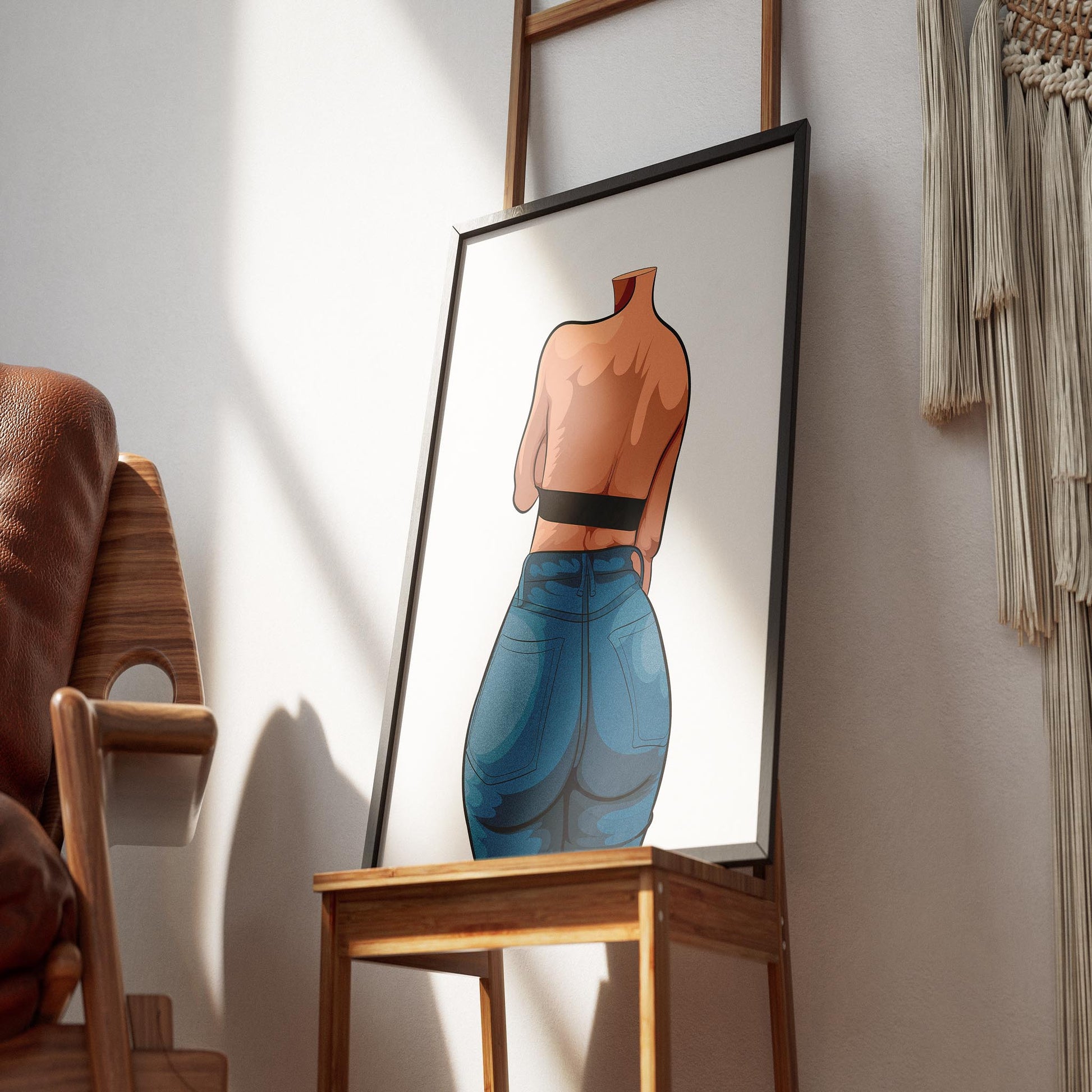 Illustration of dynamic posture emphasizing denim texture in Baked Art - Jeans Denim Model 59.