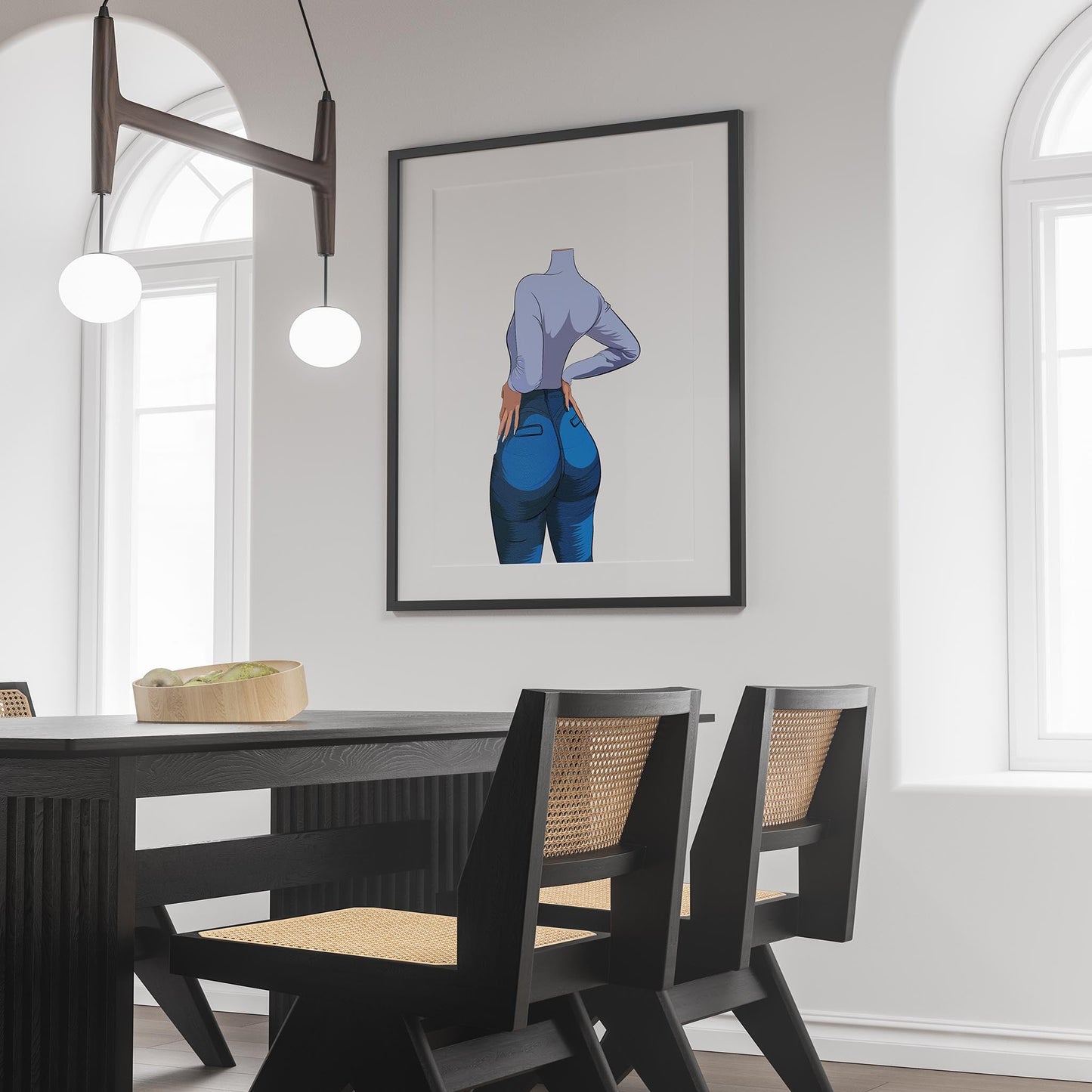 Stylish denim artwork displayed in a modern interior, featuring Baked Art - Jeans Denim Model 60.