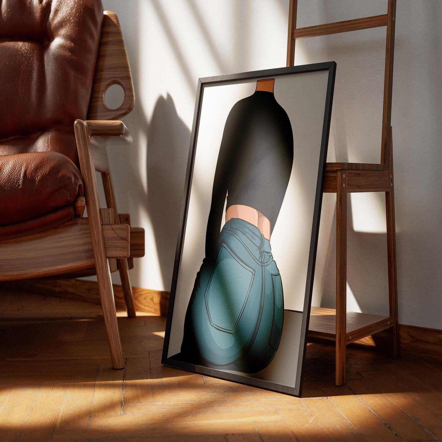 Digital art of person wearing Baked Art - Jeans Denim Model 65, showing denim texture and casual fashion.