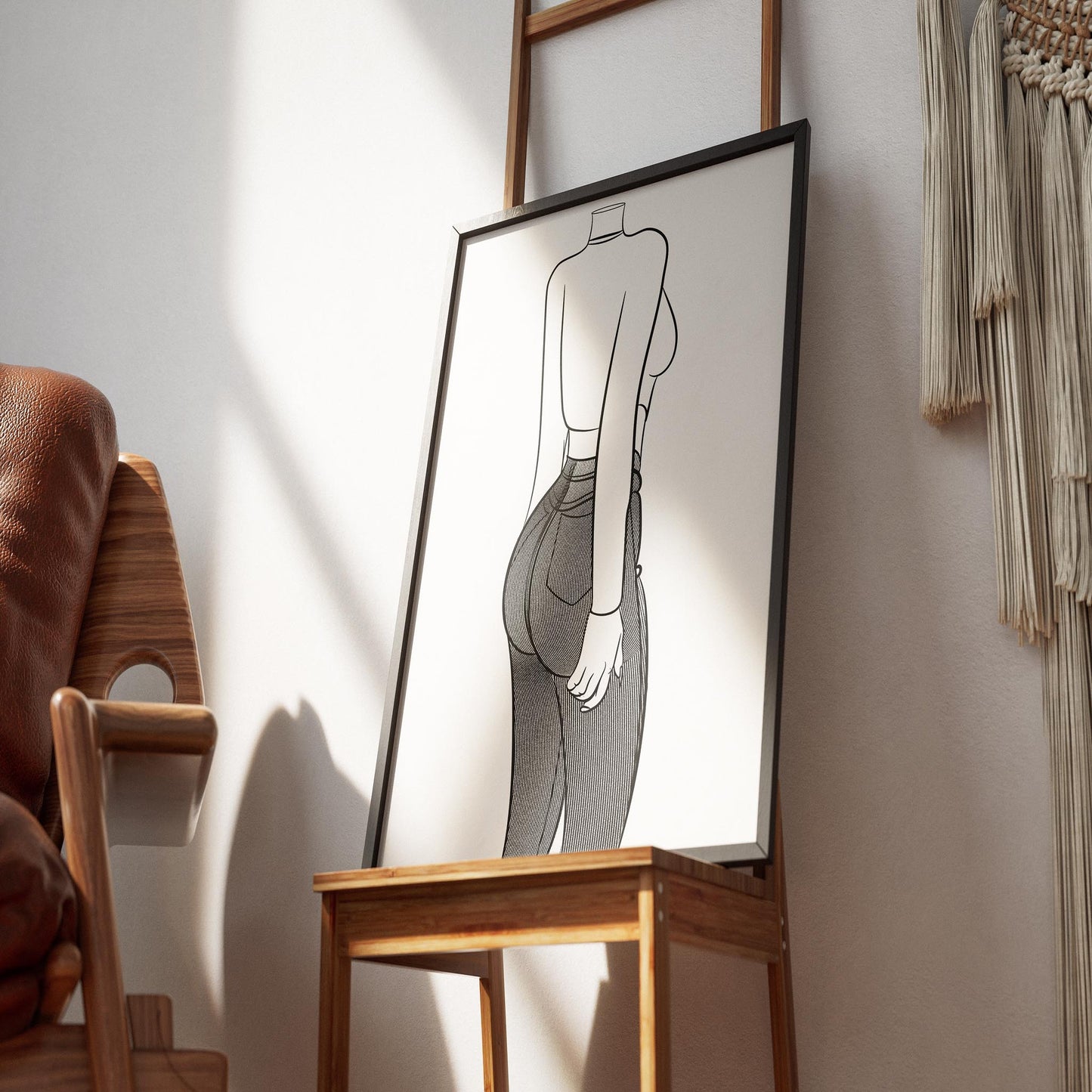 Line Art - Jeans Denim Model 33 illustration in modern frame.