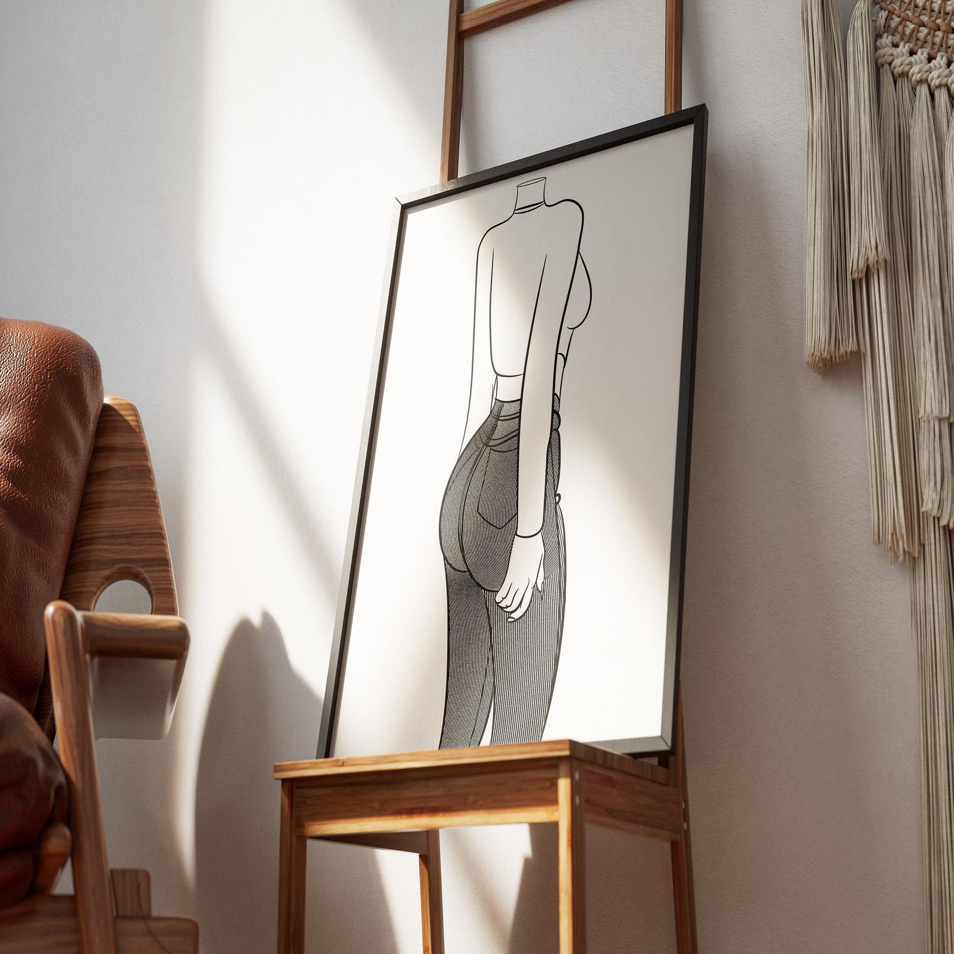 Line Art - Jeans Denim Model 33 illustration in modern frame.