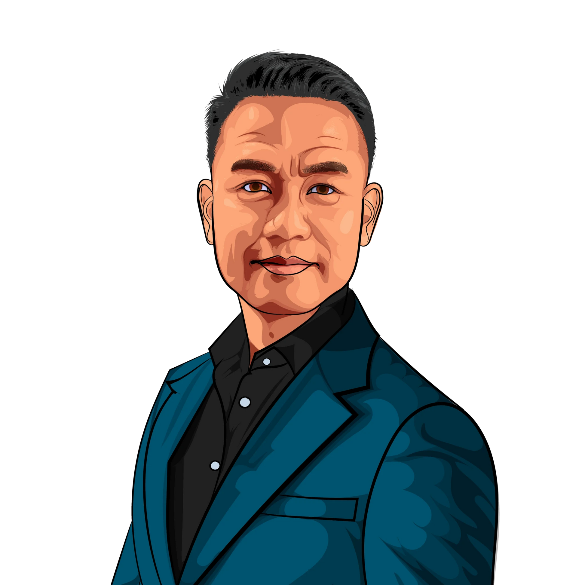 2D Colored Art of a Person in a Blue Suit