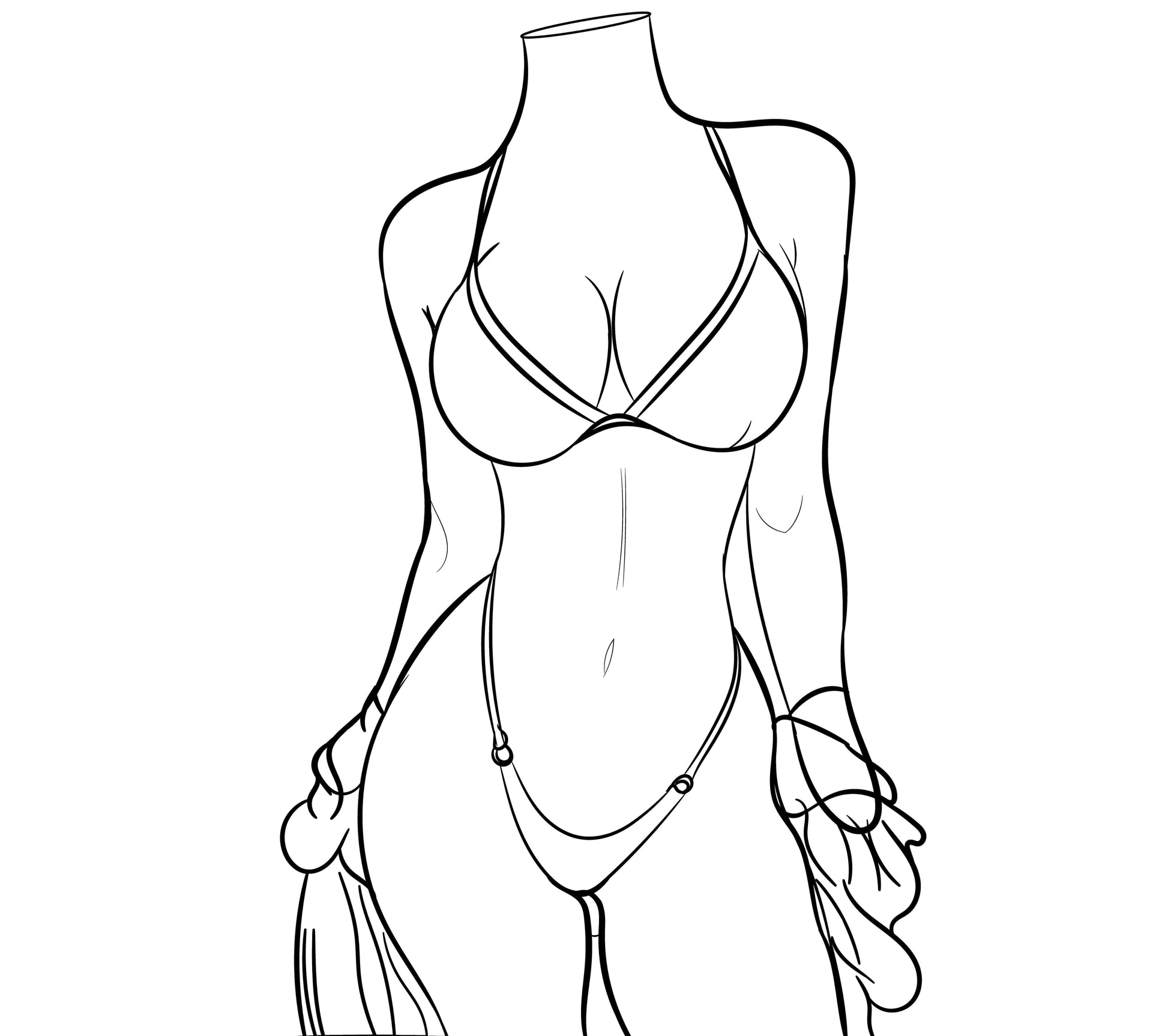 Bikini Model 1 Line Art illustration for creative projects.