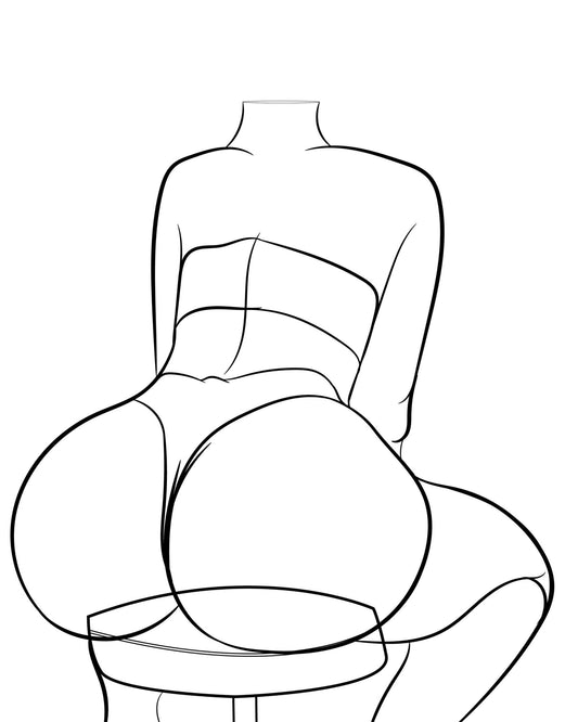 Model 16 - Line Art digital pop art print, featuring a headless figure in a dynamic pose, perfect for modern decor.