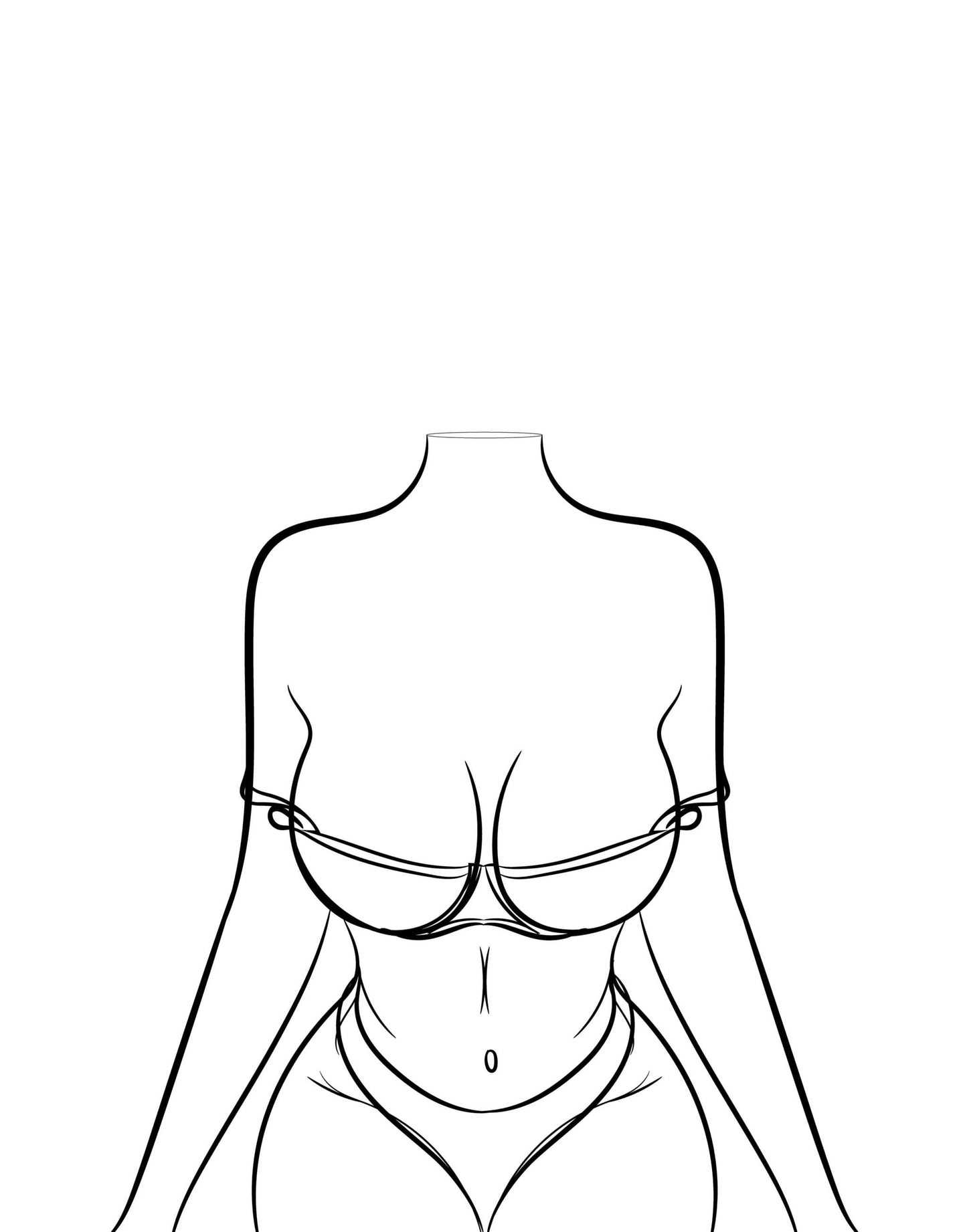 Minimalist pop art digital print of headless figure in pink bikini, Model 18 - Line Art.