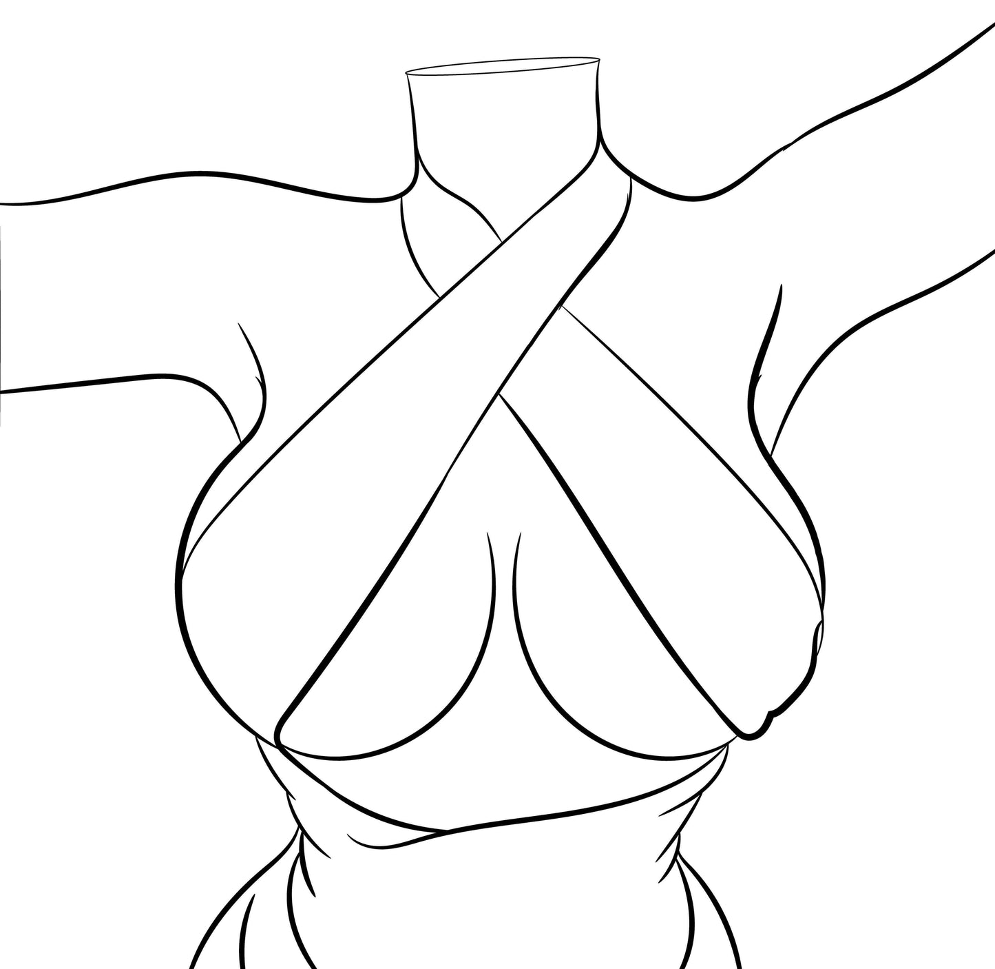 Model 2 - Line Art digital illustration featuring a stylized female figure in a cross-wrapped top.