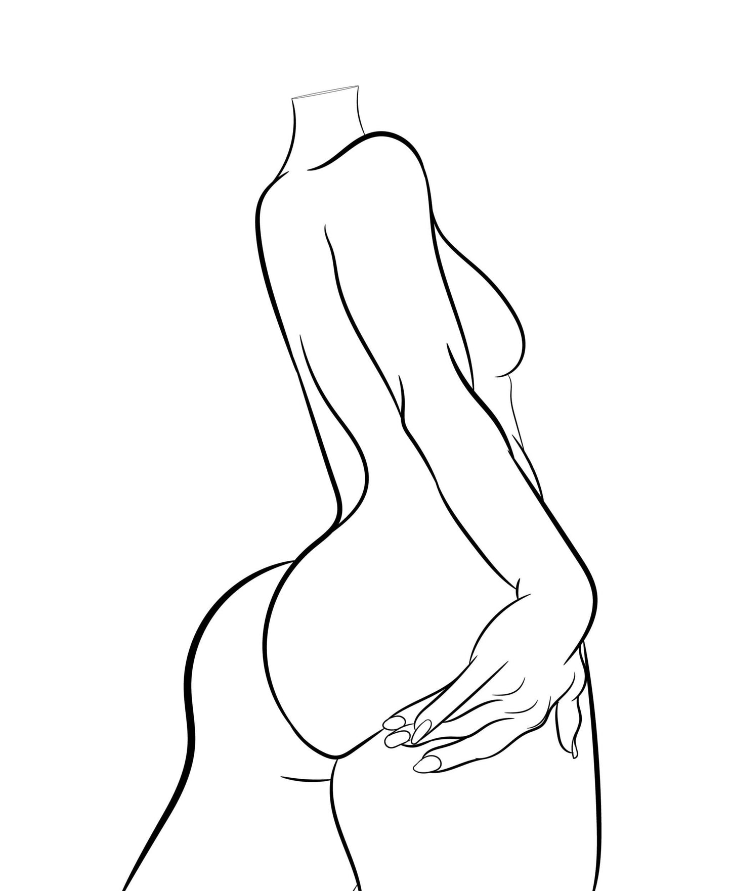 Minimalist nude line art featuring elegant curves in Model 23. Digital download for modern decor.