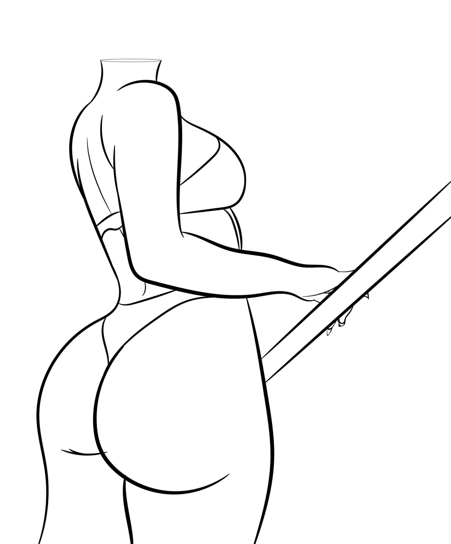 Line art of curvaceous female figure in bikini, Model 7, highlighting strong lines and intricate details.