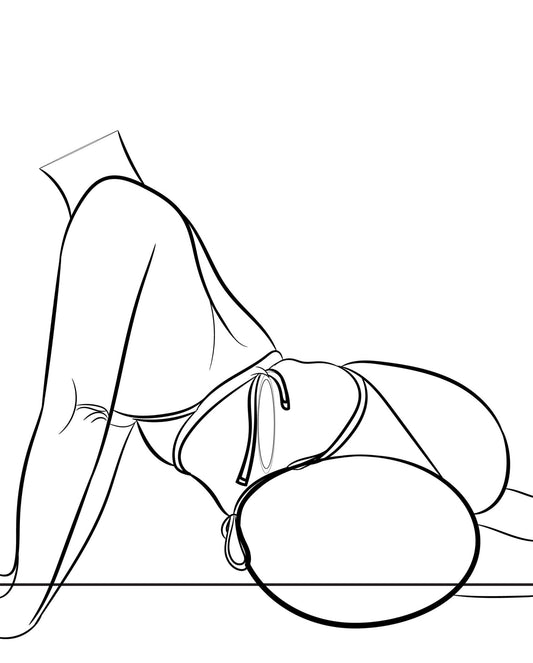 Dynamic line art of female model in bikini, Model 8 - Line Art, digital artwork.