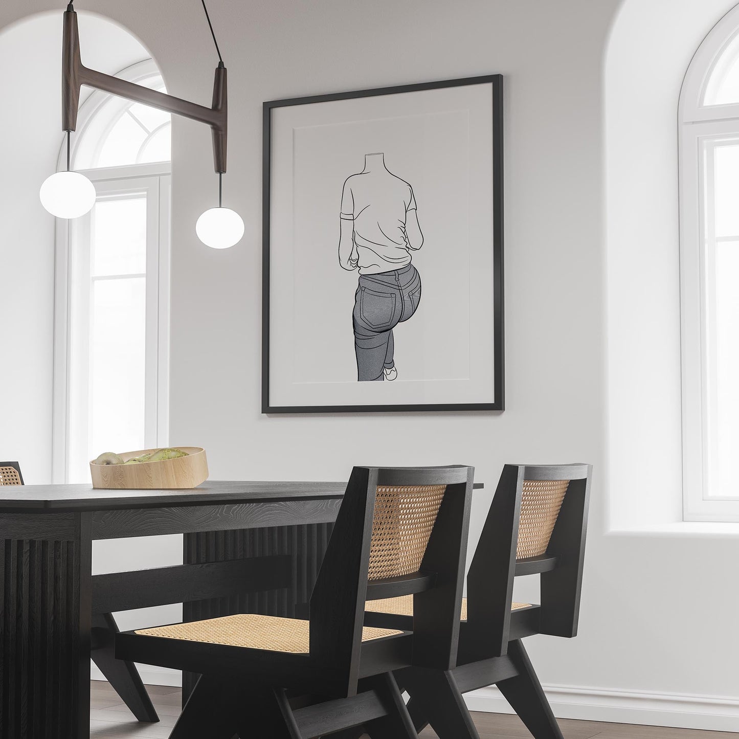 Line Art - Jeans Denim Model 47 artwork in modern dining room setting.