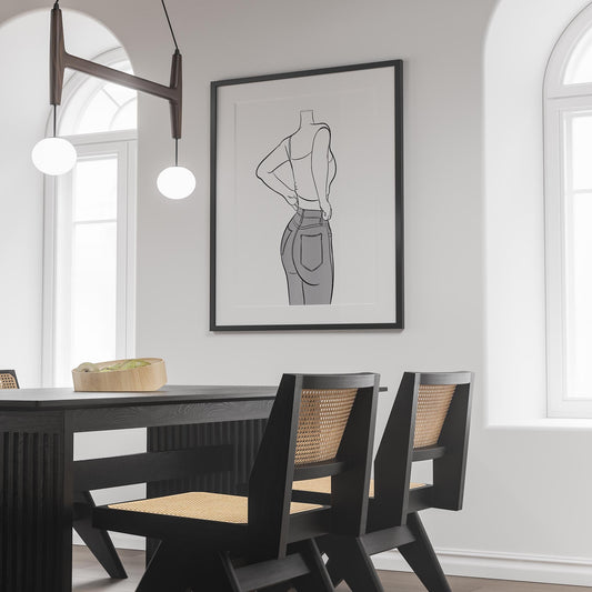 Line Art - Jeans Denim Model 67 artwork displayed in modern dining room.