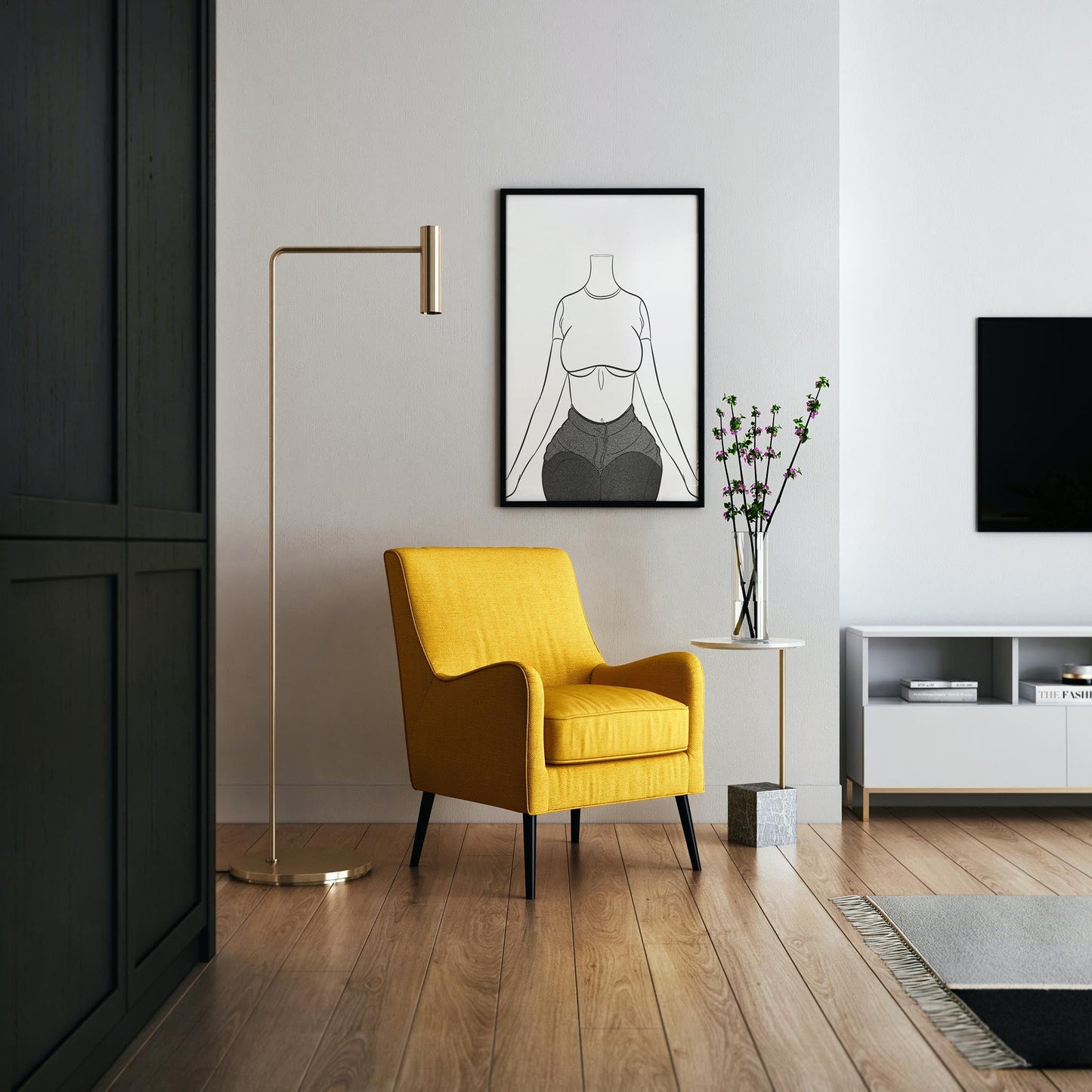 Line Art - Jeans Denim Model 68 artwork featuring a stylized seated model with high-waisted jeans and crop top.