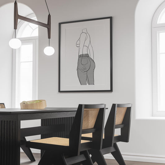 Line Art - Jeans Denim Model 75 artwork in modern dining room setting.