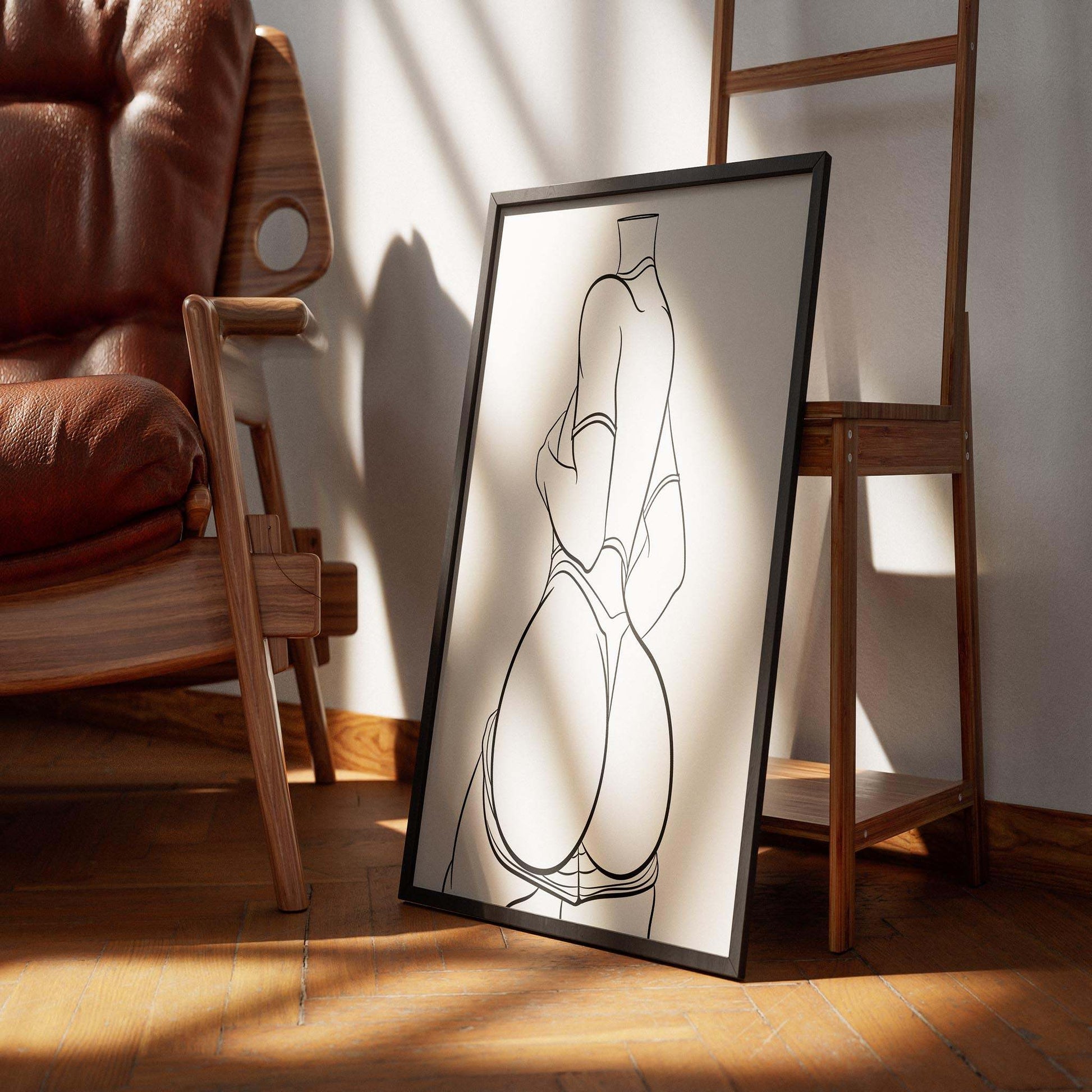 Line Art - Model 102 digital artwork in a modern frame, showcasing bold contours and dynamic shading.