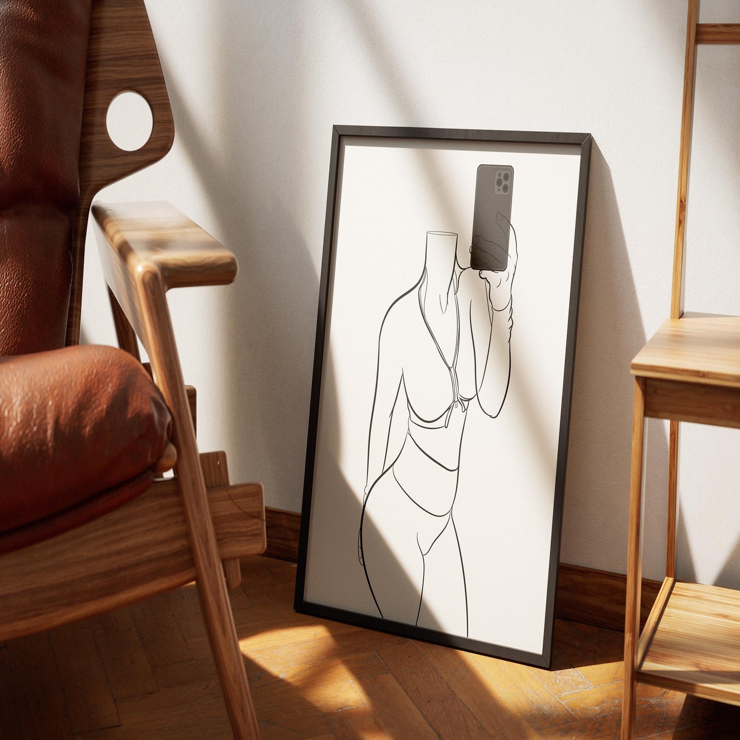 Modern digital line art of headless figure in athleisure wear, Model 29.