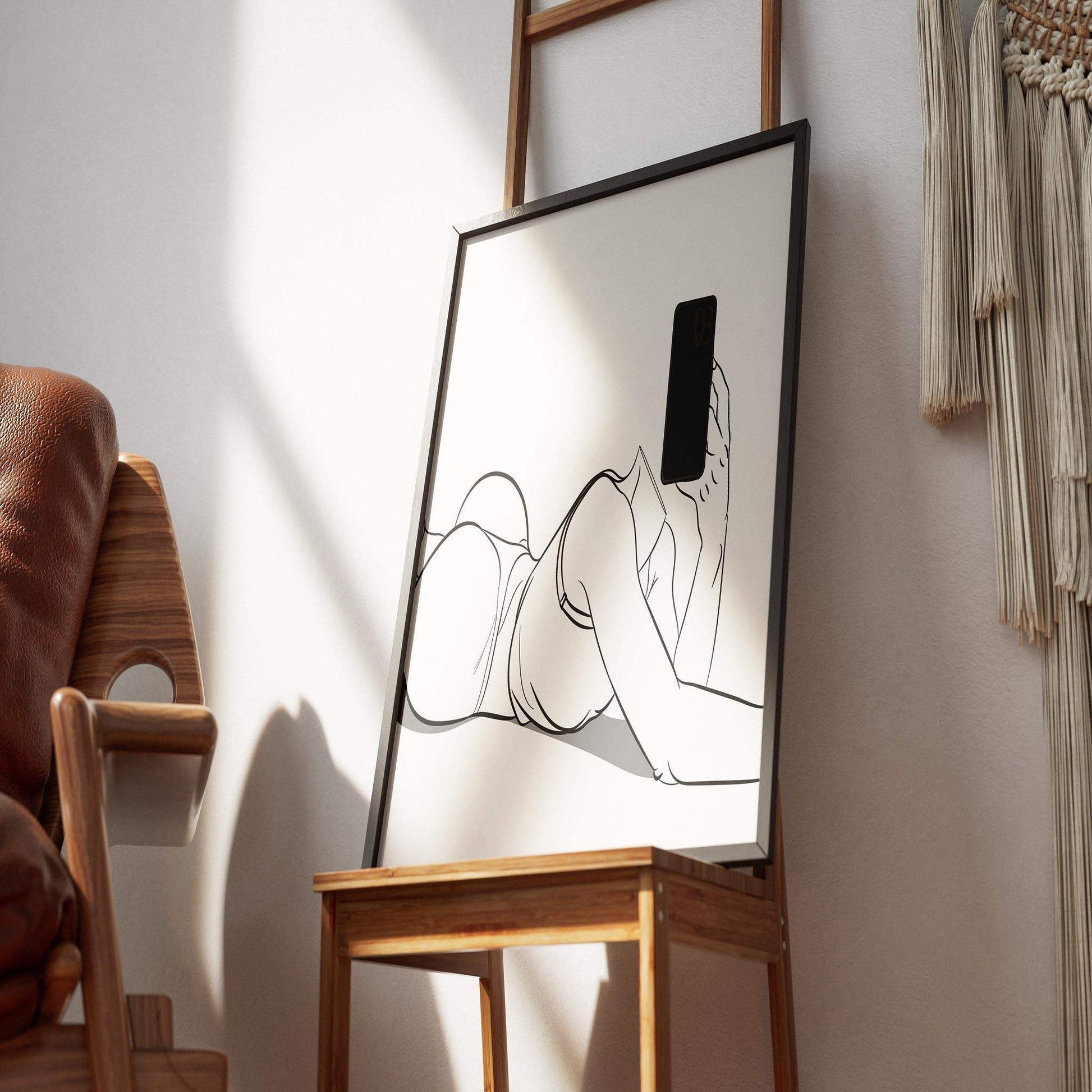 Model 36 - Line Art illustration with bold curves and modern design in a frame.