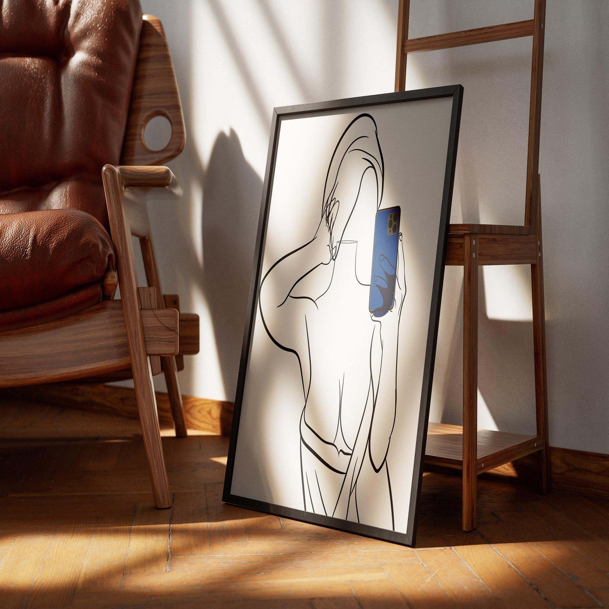 Line Art - Model 68 modern digital illustration in a framed display.