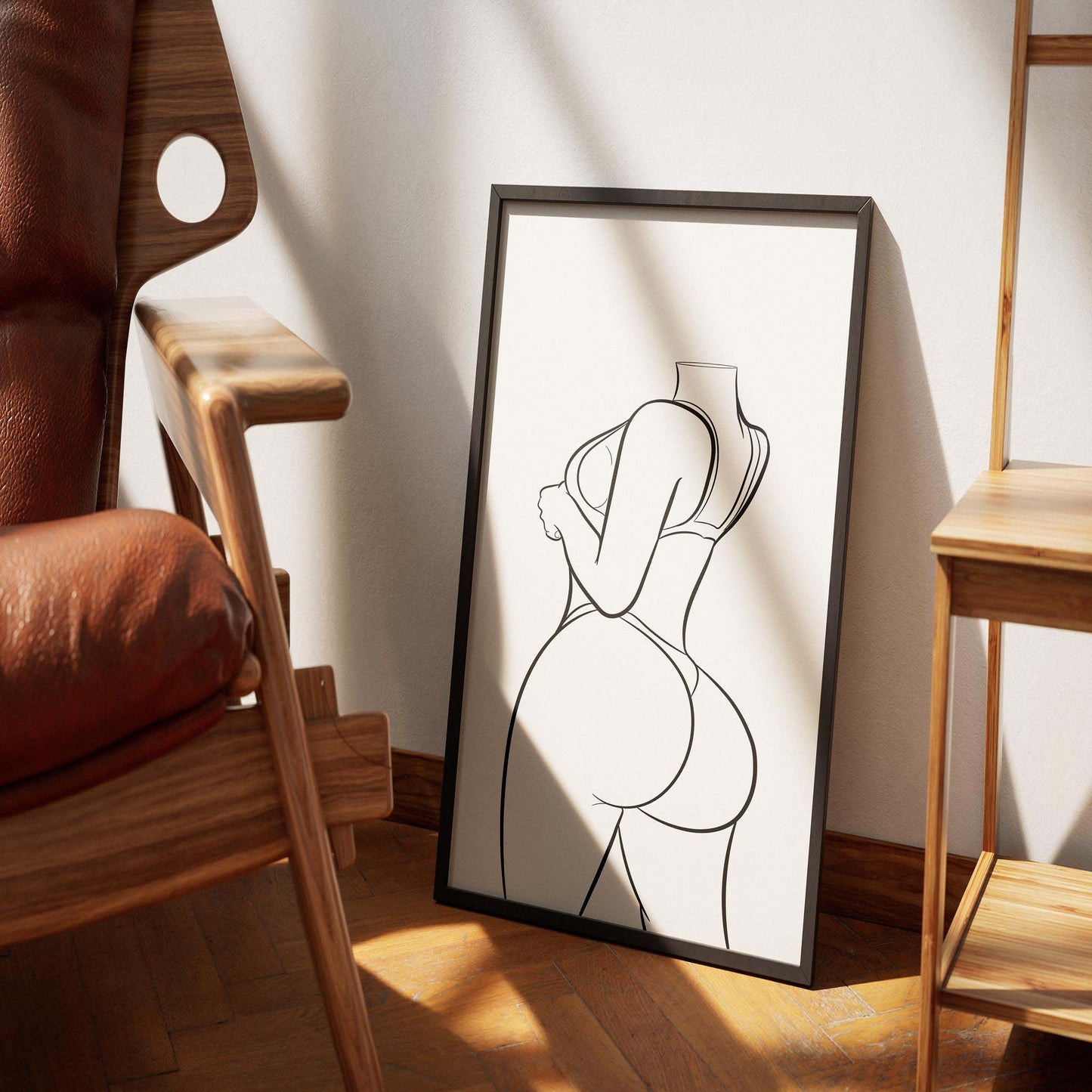 Line Art - Model 75 digital artwork in black frame.