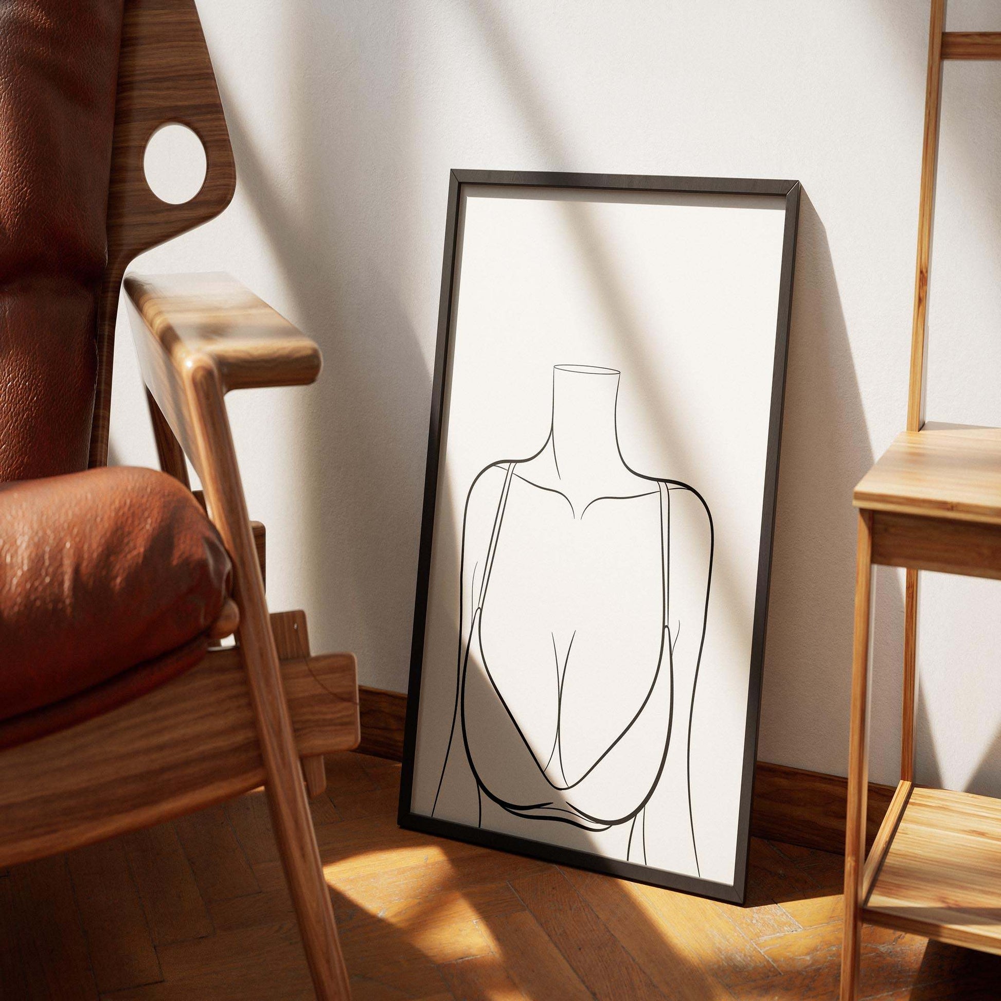 Minimalist Line Art - Model 78, digital artwork in sleek frame, modern aesthetics.