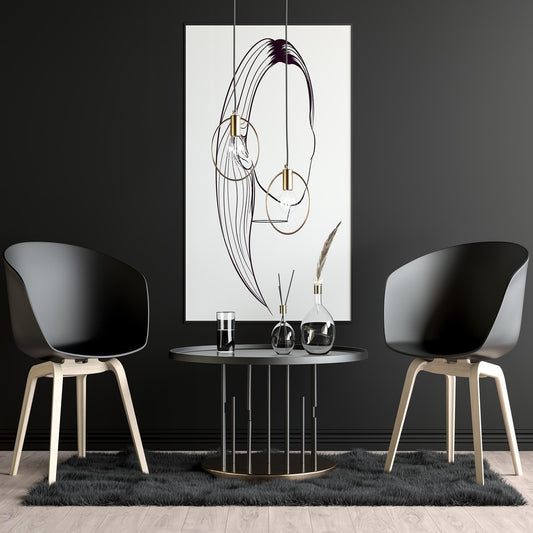 Character & Human Faces Model 12 line art displayed in a modern room setting.