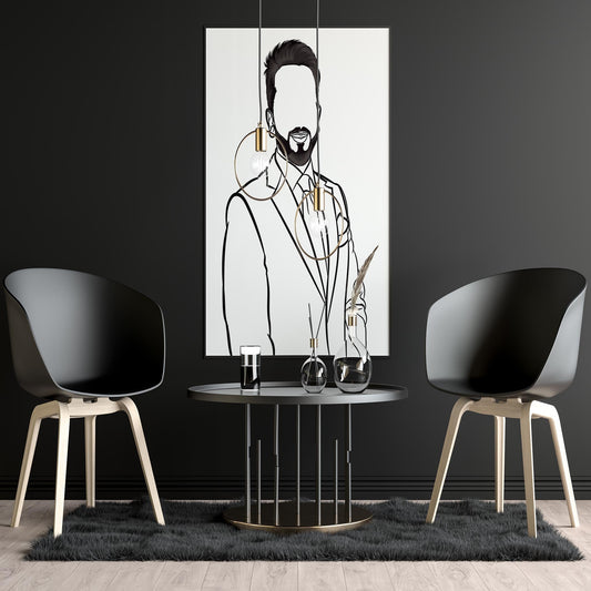 Line art of a professional man in a suit, ideal for coloring or customization.