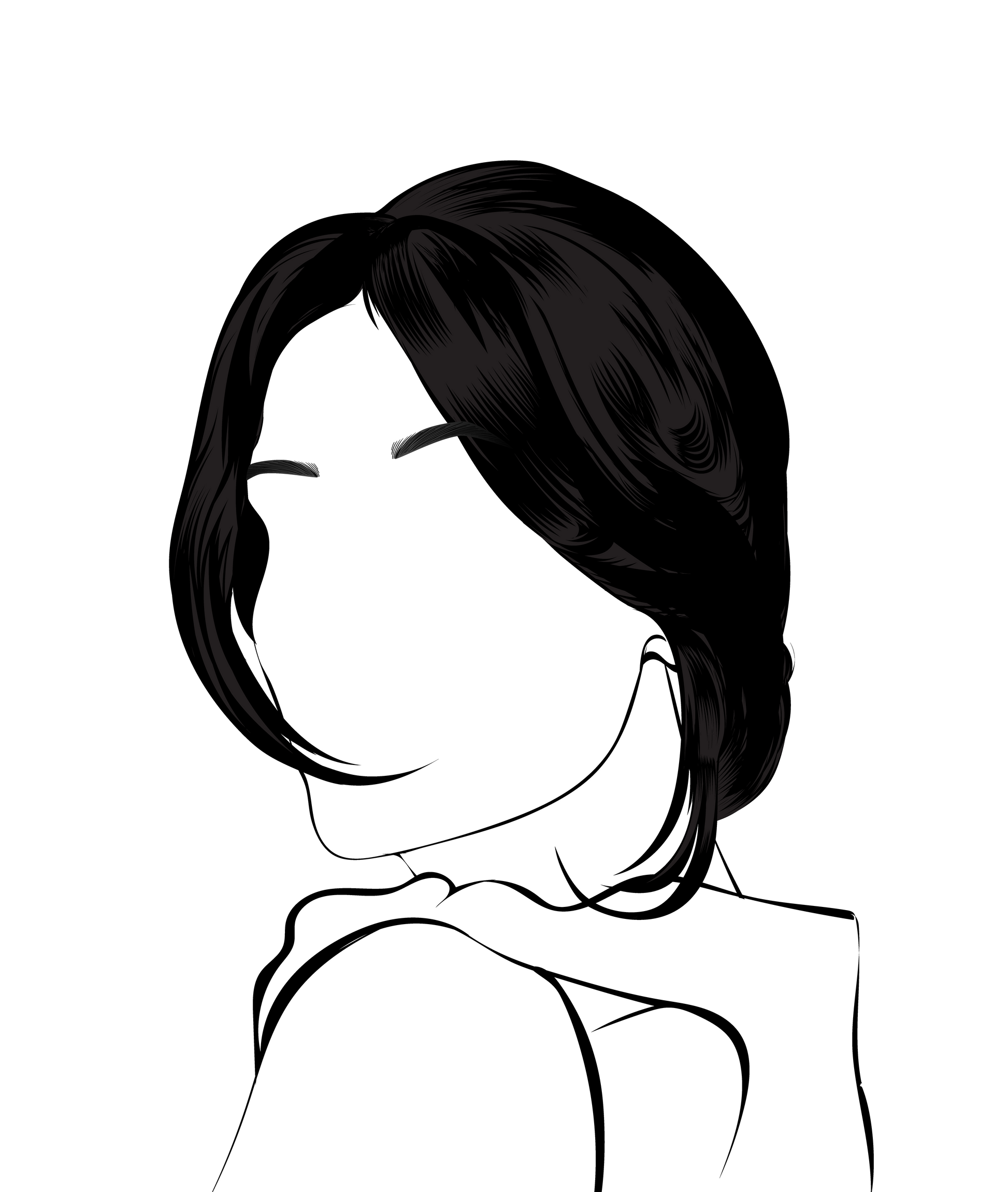 Character and human face line art model 15, detailed and striking design.