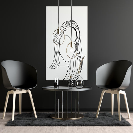 Character & Human Faces Model 17 line art displayed in modern interior decor.